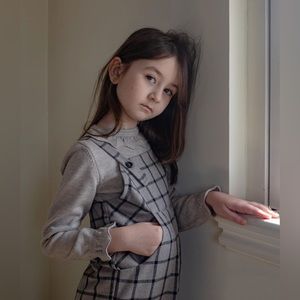 minimom Pancy Checked Jumpsuit - Grey 1-2y